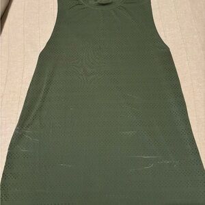 Zyia Sleeveless Olive Green Perforated Tank Dress
